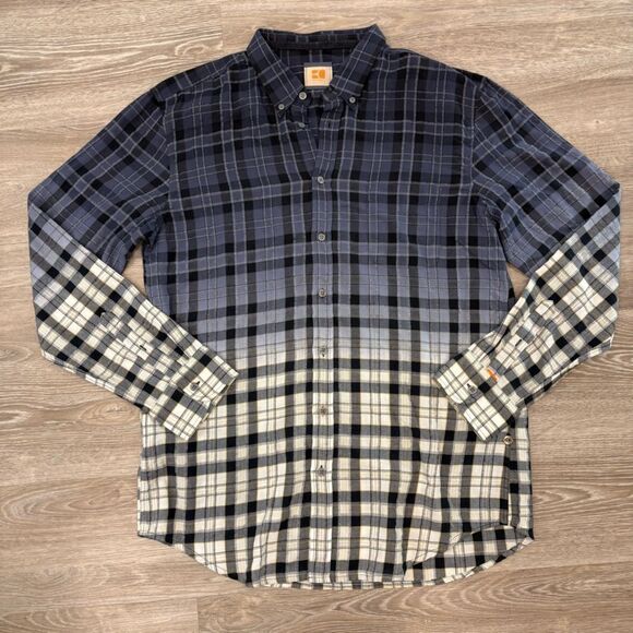 Hugo Boss Other - ORANGE HUGO BOSS Mens Blue White Yellow Plaid Ombre Button Down Shirt Sz XXL